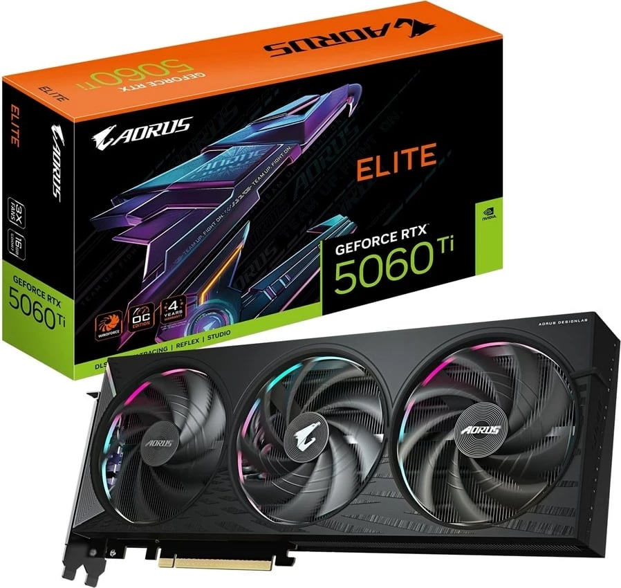 Kartelë grafike Gigabyte AORUS GeForce RTX 5060 Ti ELITE, 16 GB, e zezë