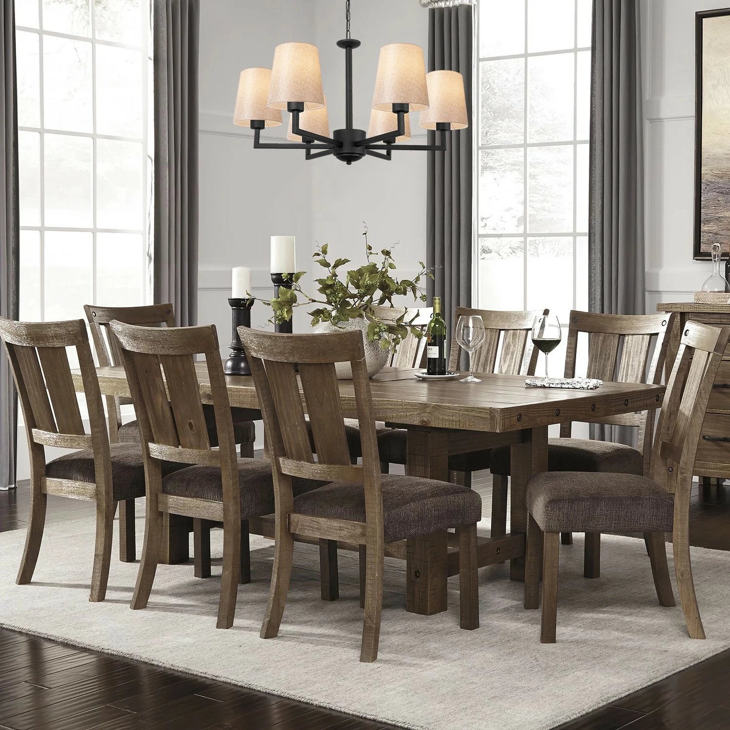 Llambadar Opviq, Profil - 4644, ngjyrë e zezë dhe krem, trup metalik, kapak stofi, 80x80cm