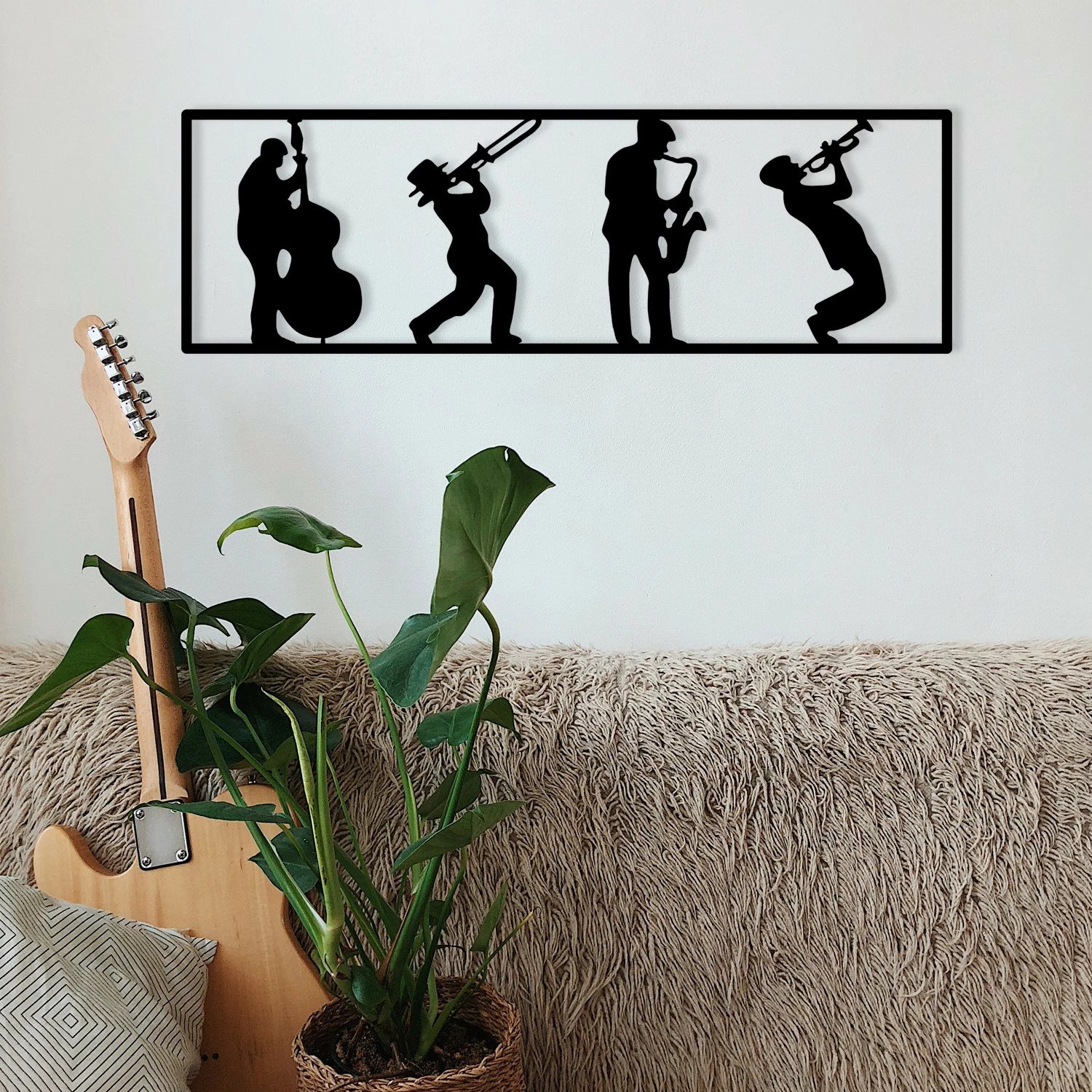 Aksesor dekorativ metalik për mur, Wallity Faraza, ngjyrë e zezë, 68x22cm