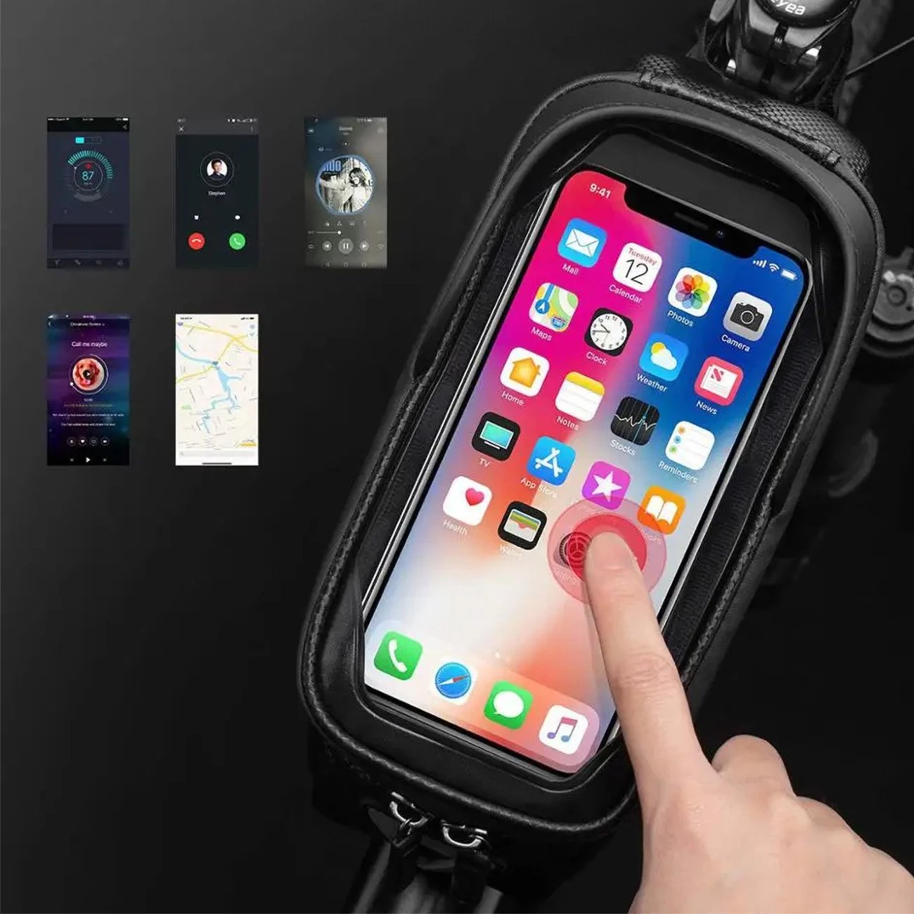Çantë kornize për biçikletë Rockbros B68 me xhep për telefon, 1.7L, e zezë