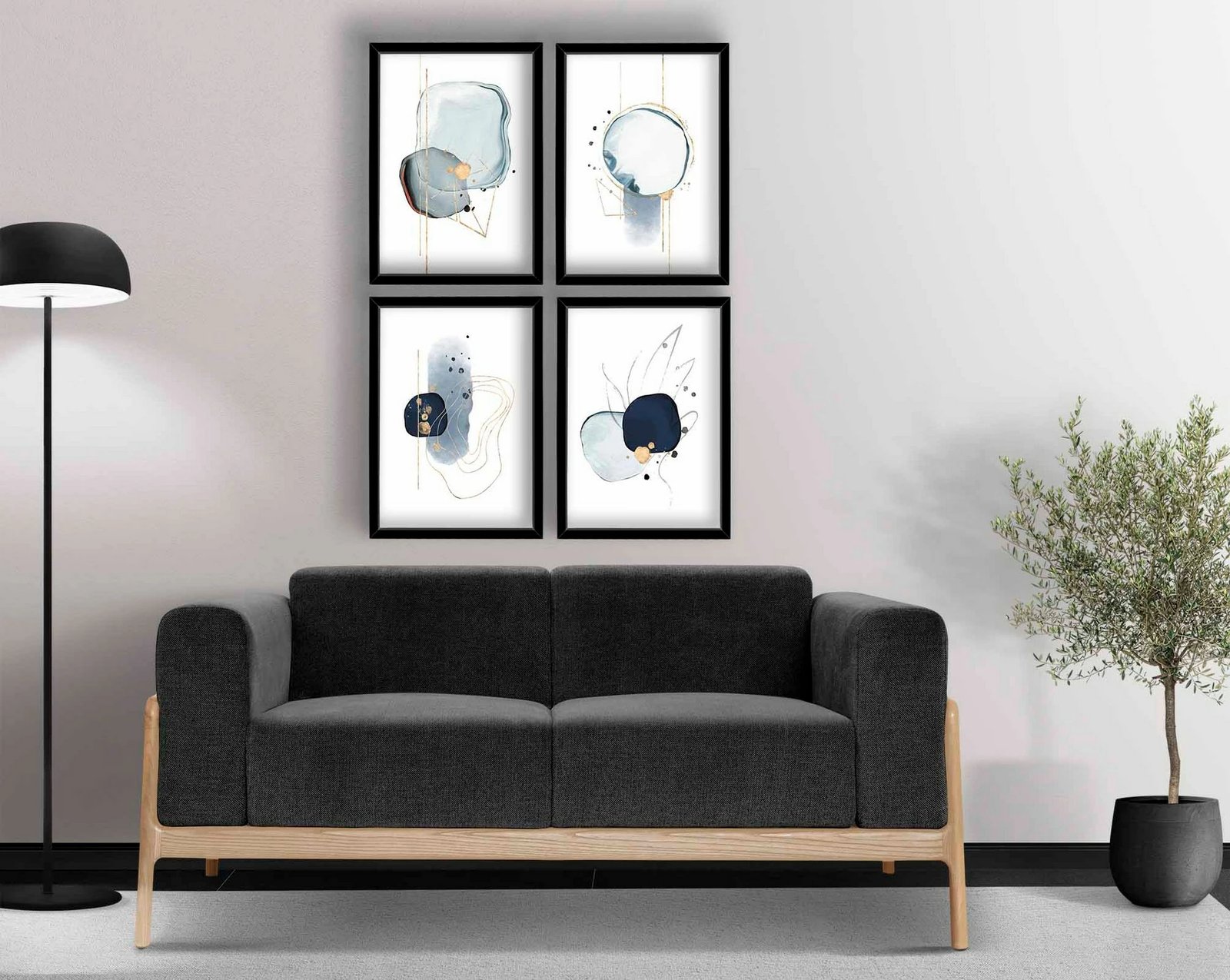 Pikturë dekorative me kornizë, 4 copë, Wallity, 4P3853NISCT-001