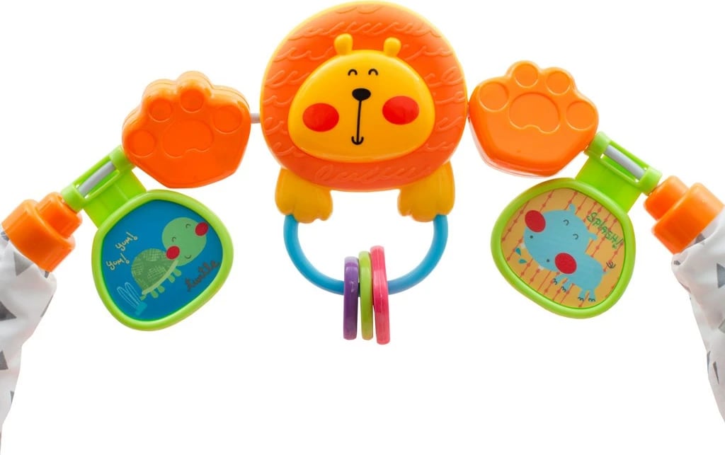 ecëse për bebe, NEW BABY, Forest Kingdom, rrota silikoni, lartësi e rregullueshme, piano dhe hark lodrash, rozë