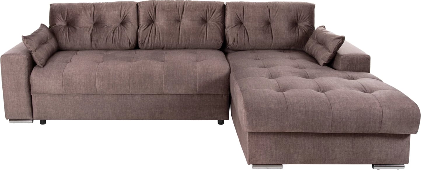 Divan qoshe me shtrat dhe hapësirë ruajtëse, CLANCY, FH3281.03R, pëlhurë kafe, 308x181x92H cm