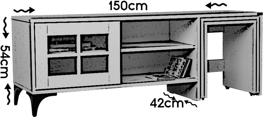 Komodë TV Hanah Home, Revival, e bardhë, me tavolina ndihmëse