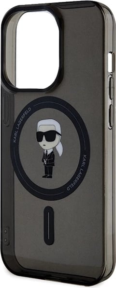Mbështjellës Karl Lagerfeld IML Ikonik MagSafe për iPhone 14 Pro Max, i zi