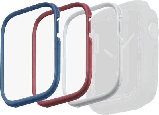 Kornizë mbrojtëse UNIQ Moduo 3-in-1 për Apple Watch 4/5/6/7/8/SE/SE2 44/45mm, Blu, Kuqe, Bardhë, set prej 3 copë