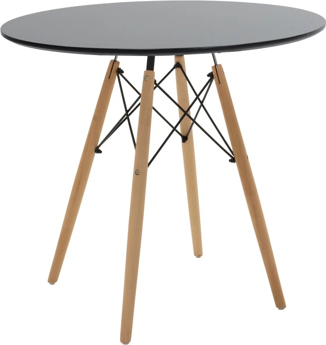 Tavolinë ngrënie Julita, sipërfaqe MDF, këmbë natyrale, e zezë, 80x73cm