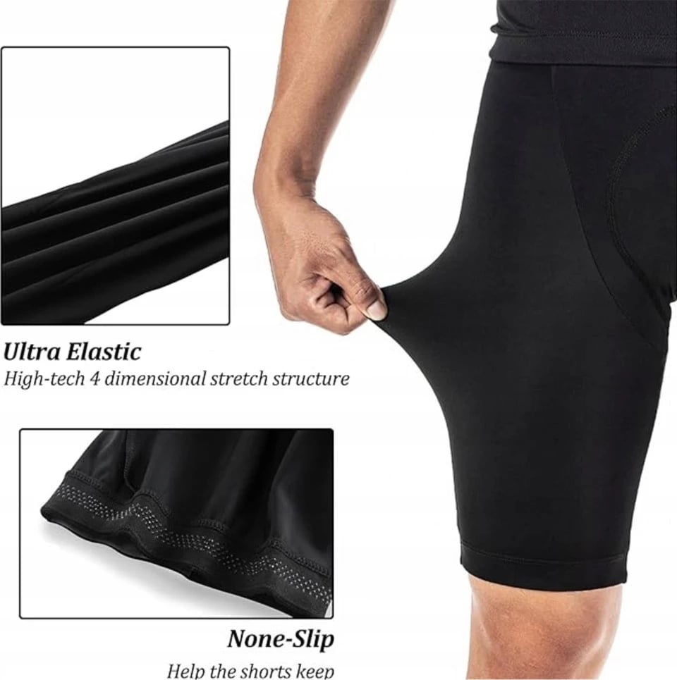 Pantallona të shkurtra çiklizmi me rripa Rockbros RK2002XL, me jastëk, XL, e zezë