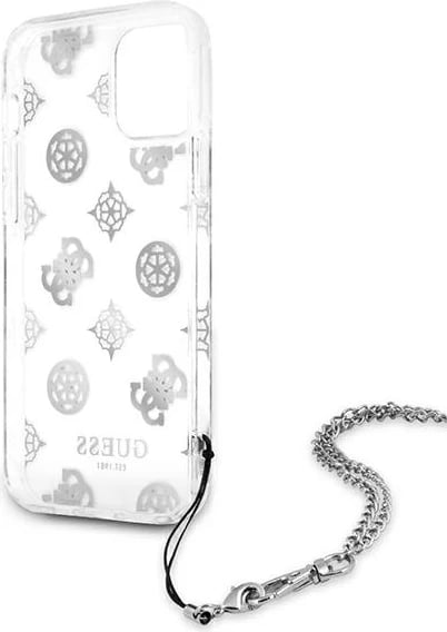 Mbështjellës Guess Peony Chain për iPhone 12 Pro Max 6.7", argjendtë Mbështjellës Guess Peony Chain për iPhone 12 Pro Max 6.7", argjendtë