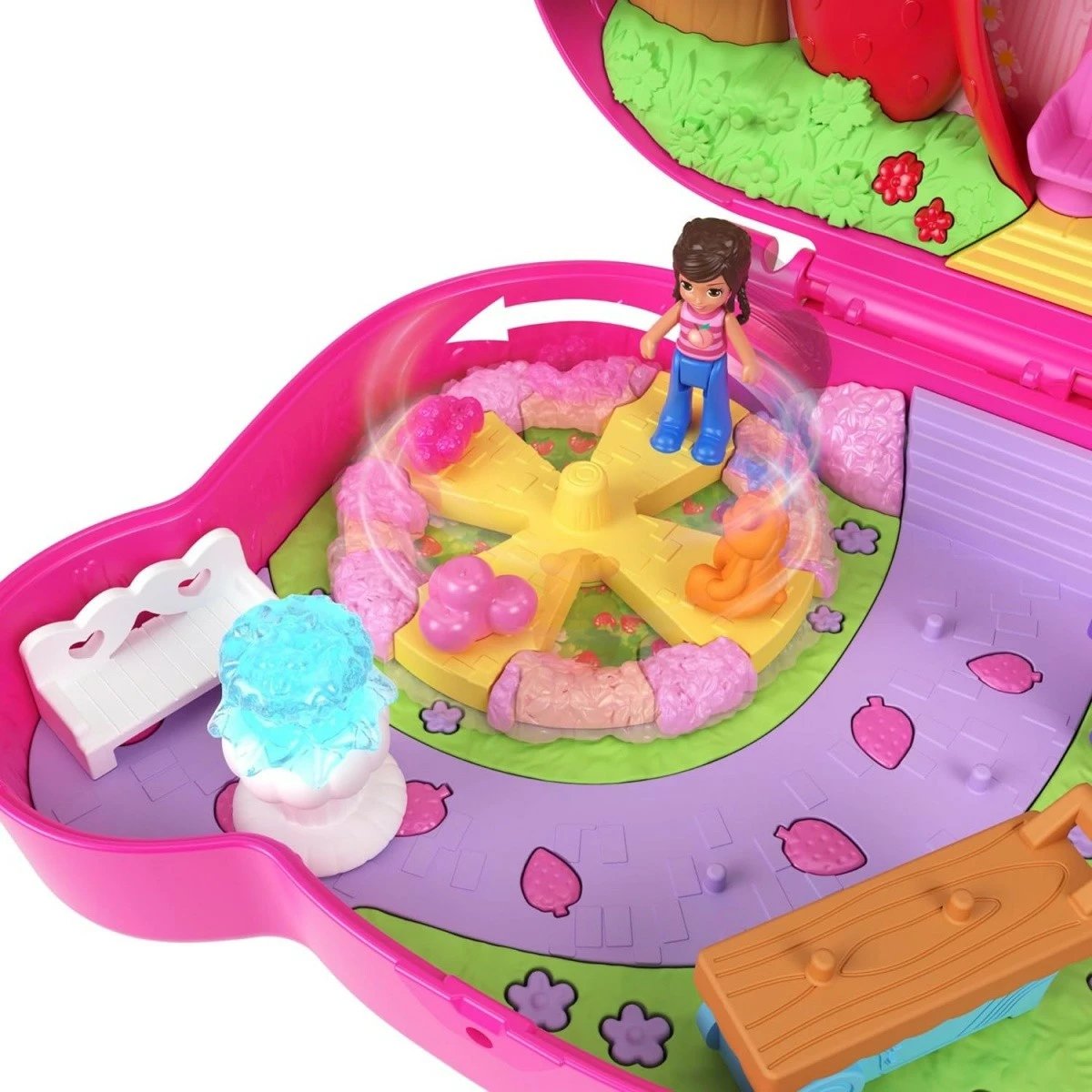 Set lodrash Polly Pocket Strawberry Bear Compact, Mattel, FRY35/HRD35, plastikë, rozë