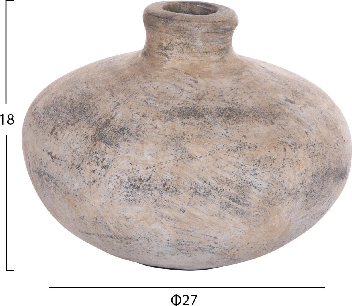 Vazo dekorative tavoline VERMO, terrakotë, ngjyrë ecru, Φ27x18cm Vazo dekorative tavoline VERMO, terrakotë, ngjyrë ecru, Φ27x18cm