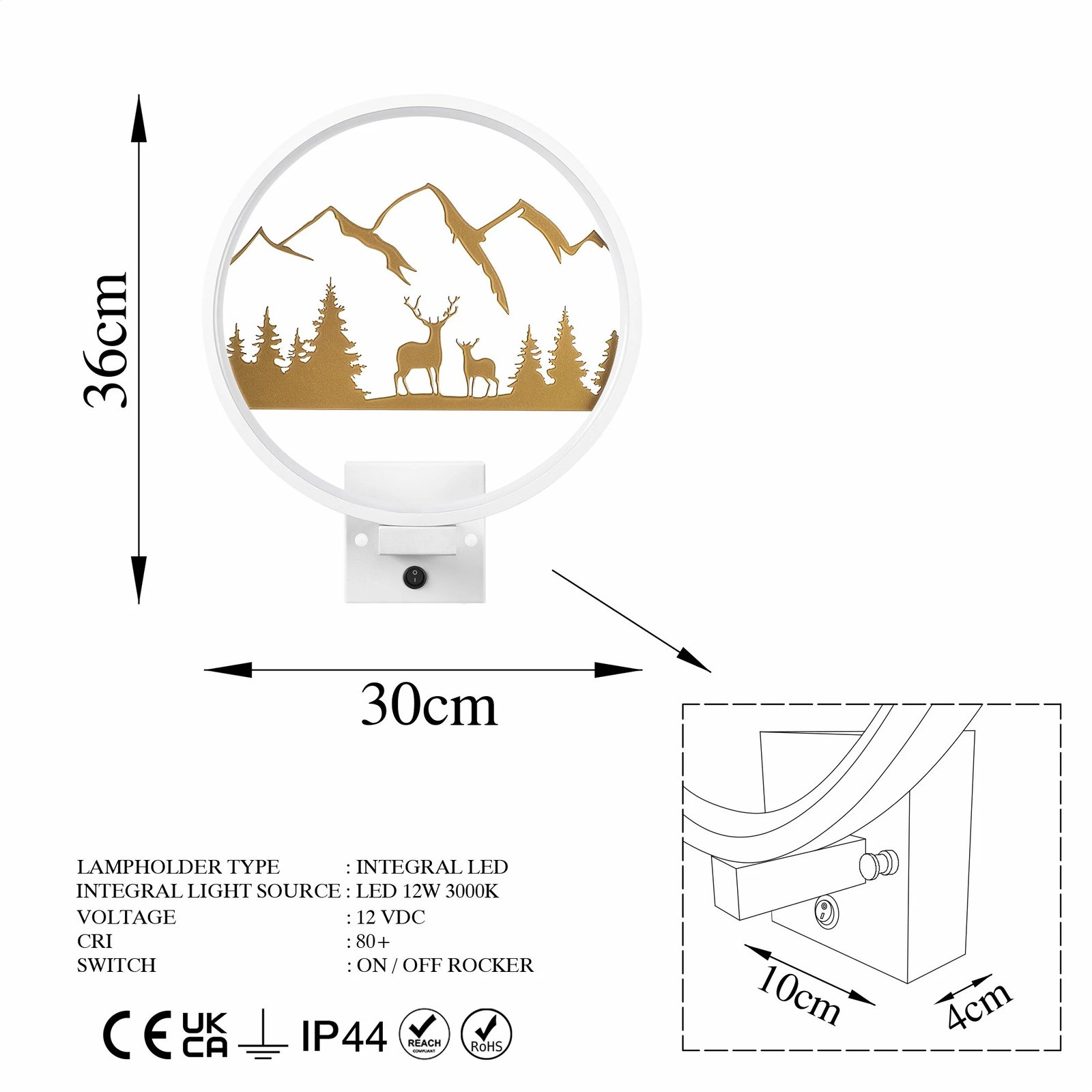Llambë muri dekorative Opviq, XMAS25, ngjyrë e bardhë dhe ari