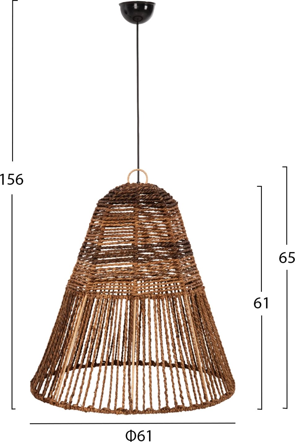 Llambë tavani varëse, fibra banane të thata, ngjyrë kafe, FH7859, 61x61-156cm Llambë tavani varëse, fibra banane të thata, ngjyrë kafe, FH7859, 61x61-156cm