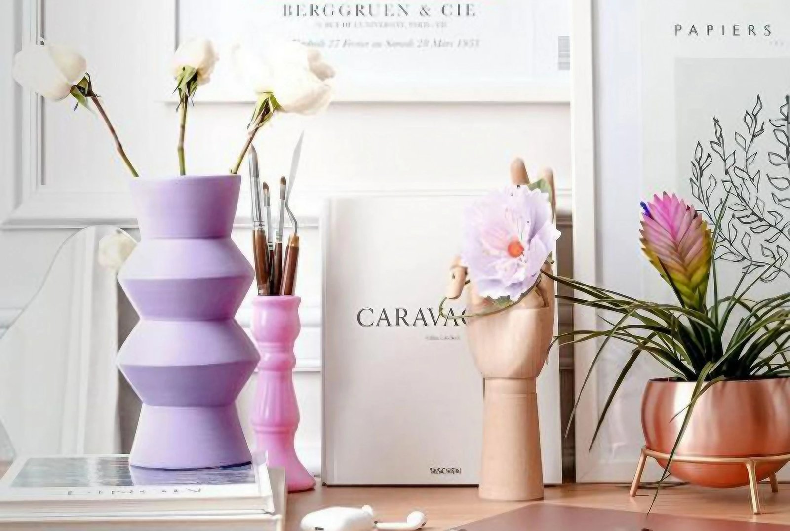 Vazo dekorative, ngjyrë lejla, Aberto Design, CY0208 Vazo dekorative, ngjyrë lejla, Aberto Design, CY0208