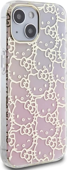 Mbështjellës Hello Kitty IML Gradient Electrop Crowded Kitty Head për iPhone 15, rozë
