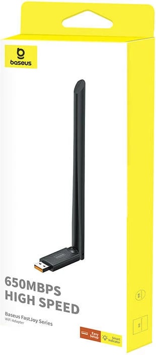 Adapter WiFi Baseus FastJoy 650 Mbps me antenë, USB-A, i zi