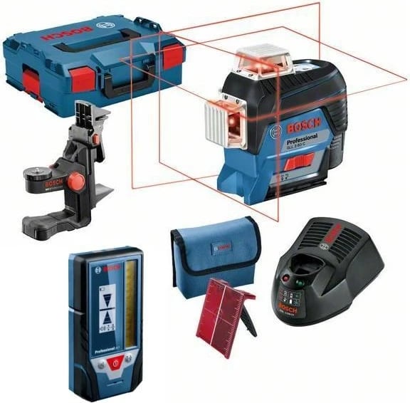 Nivel lazer BOSCH GLL 3-80 C me dorezë BM 1, marrës LR 7, 1x2,0Ah, set