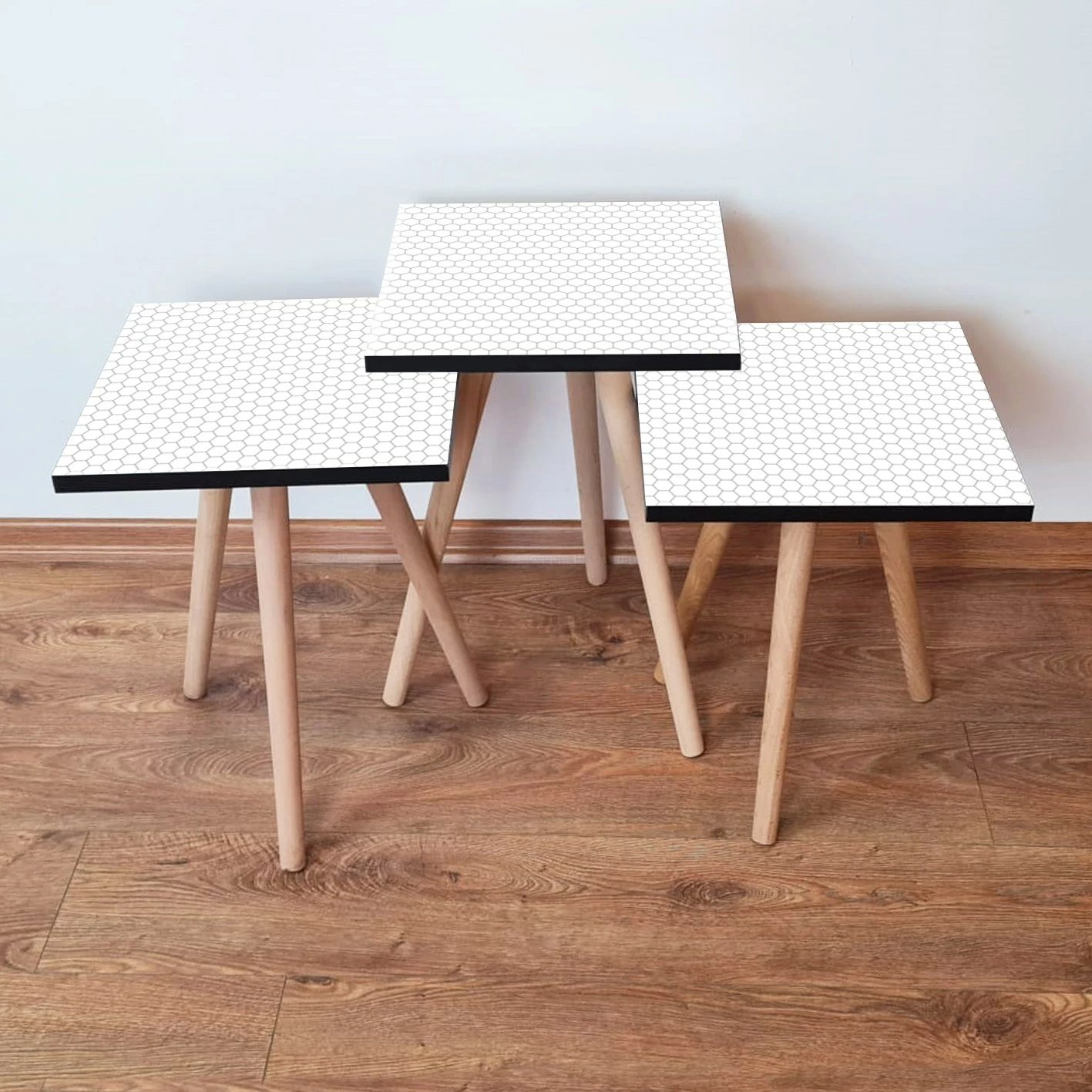 Set tavolinash të mbivendosura (3 copë), Skye Decor, 3Shp399, e bardhë