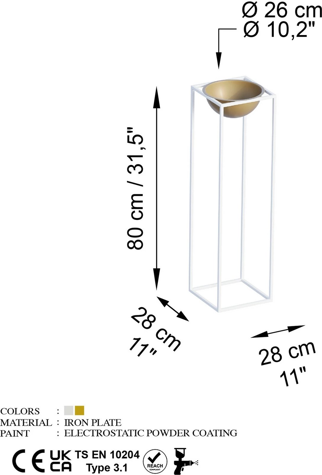 Vazo dekorative, e bardhë dhe ari, GED-020-C Vazo dekorative, e bardhë dhe ari, GED-020-C