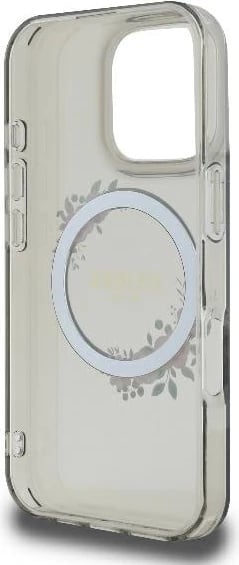 Mbështjellës Guess Flowers Wreath MagSafe për iPhone 16 Pro, 6.3", i zi Mbështjellës Guess Flowers Wreath MagSafe për iPhone 16 Pro, 6.3", i zi