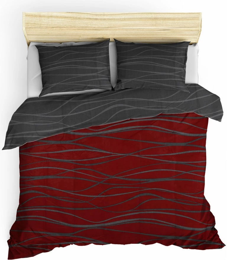 Set mbulesë për jorgan King, L'essentiel, ngjyrë e kuqe e errët dhe antracit Set mbulesë për jorgan King, L'essentiel, ngjyrë e kuqe e errët dhe antracit