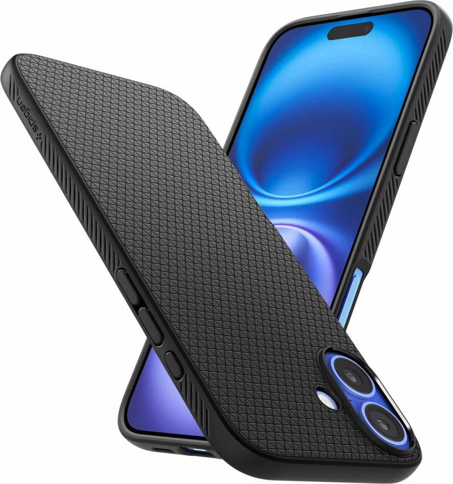 Mbështjellës, Spigen Liquid Air, për iPhone 16 Plus, TPU i hollë me kapje të mirë, i zi