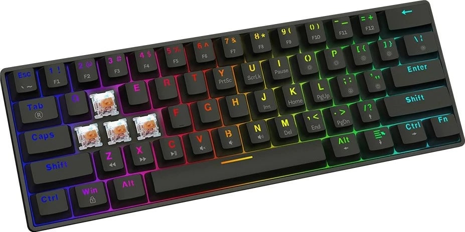 Tastierë gaming SAVIO BLACKOUT X2 PEACH, mekanike, 60%, RGB, e zezë