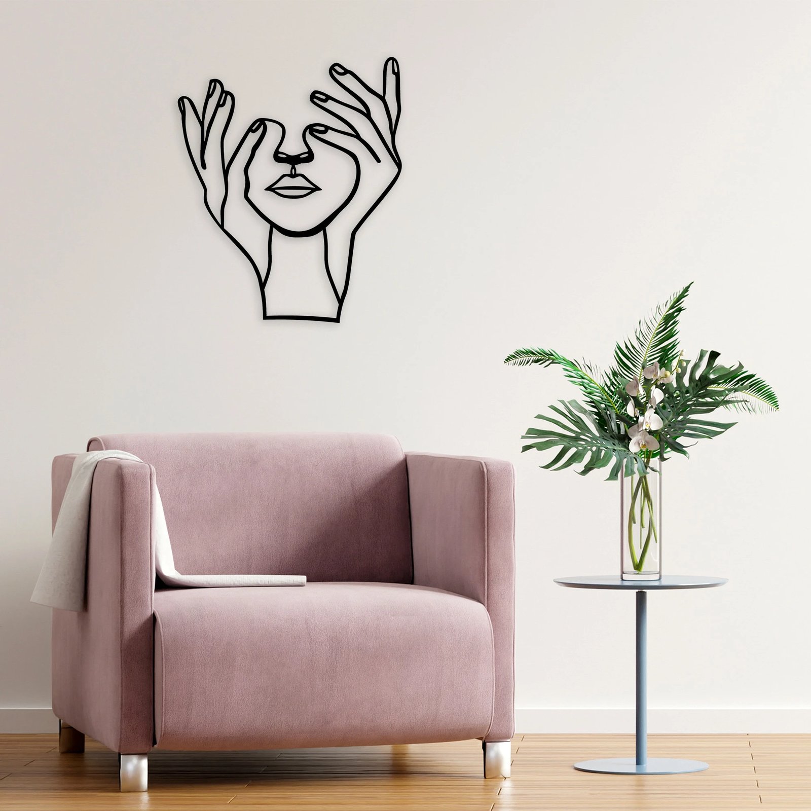 Aksesor dekorativ metalik për mur Wallity, fytyrë me duar