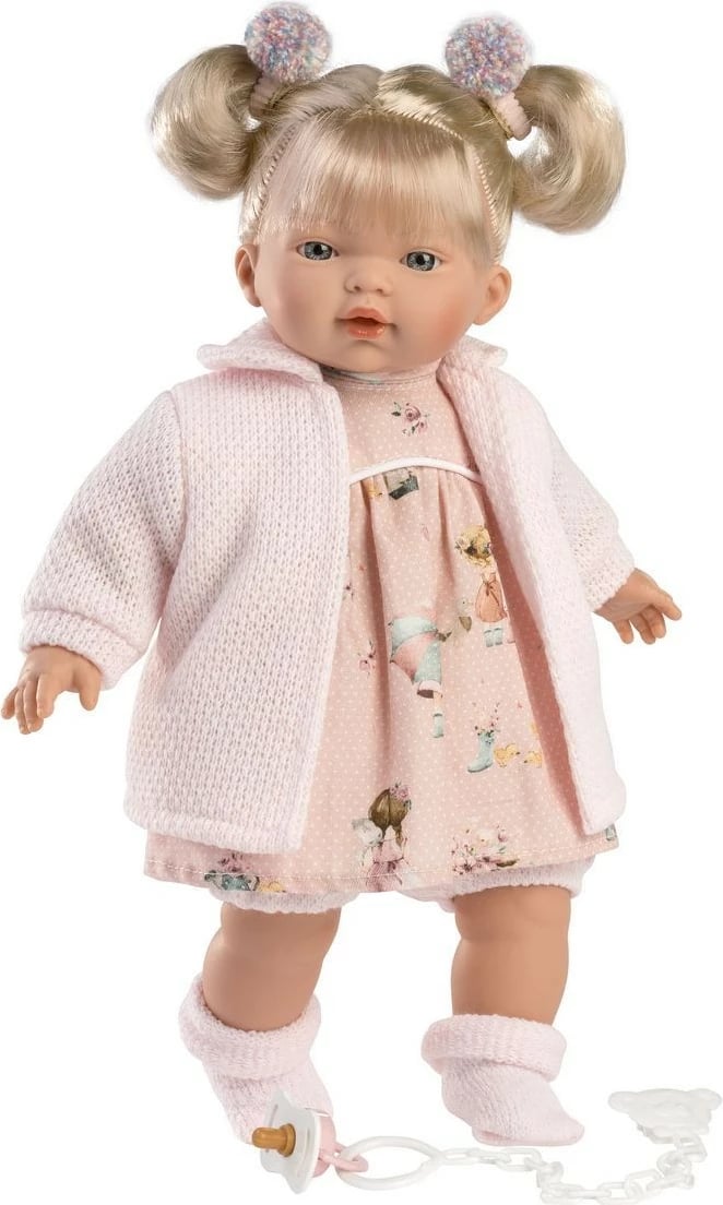Kukull Llorens Aitana 33 cm, fustan rozë