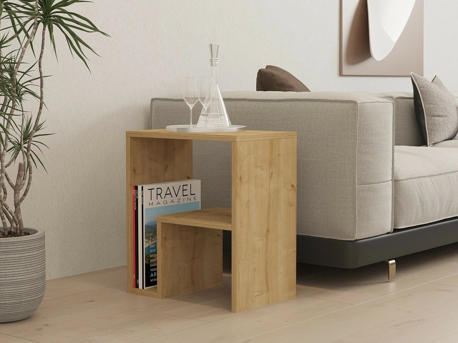 Tavolinë anësore, ngjyrë lisi safir, Yepa