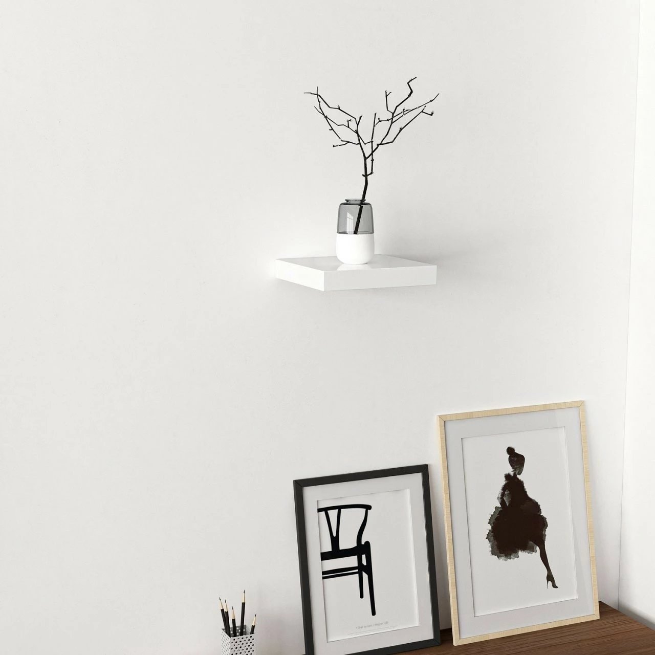 Raft muri Skye Decor, i bardhë, 23x23x3.6cm