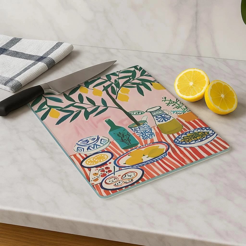 Dërrasë prerëse prej xhami të temperuar, shumëngjyrëshe, Hermia, Kes-00006, 30x40cm