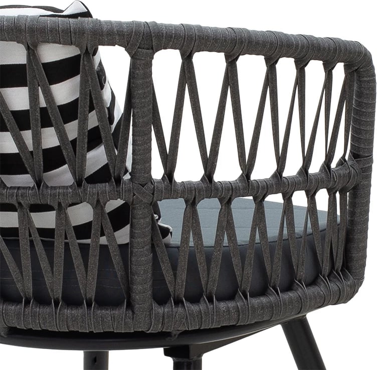 Karrige Naoki metalike, e zezë-pe gri, jastëk i zi/bardhë