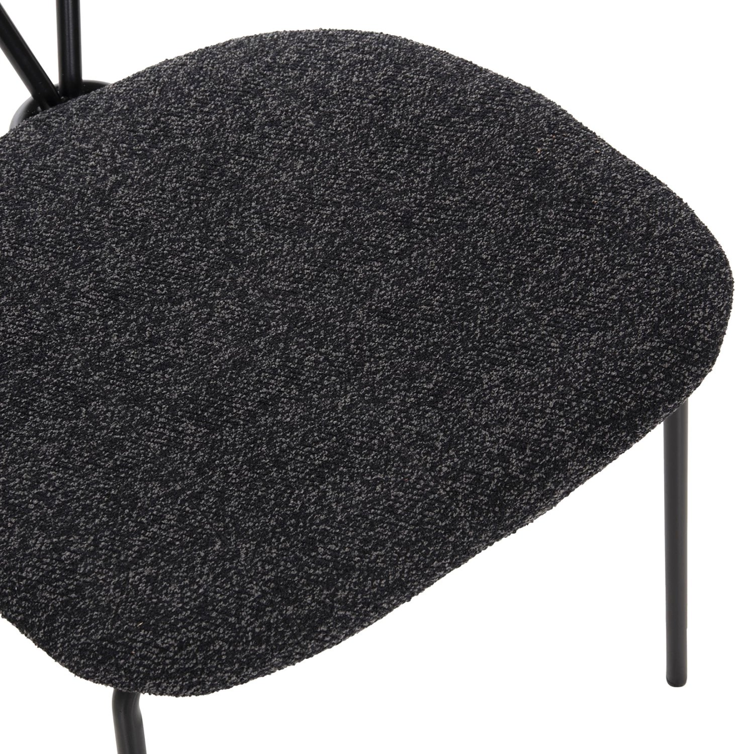 Karrige ngrënieje DORY, kornizë metalike e zezë, pëlhurë gri e errët, 48,5x61x76H cm., set prej 4 copash