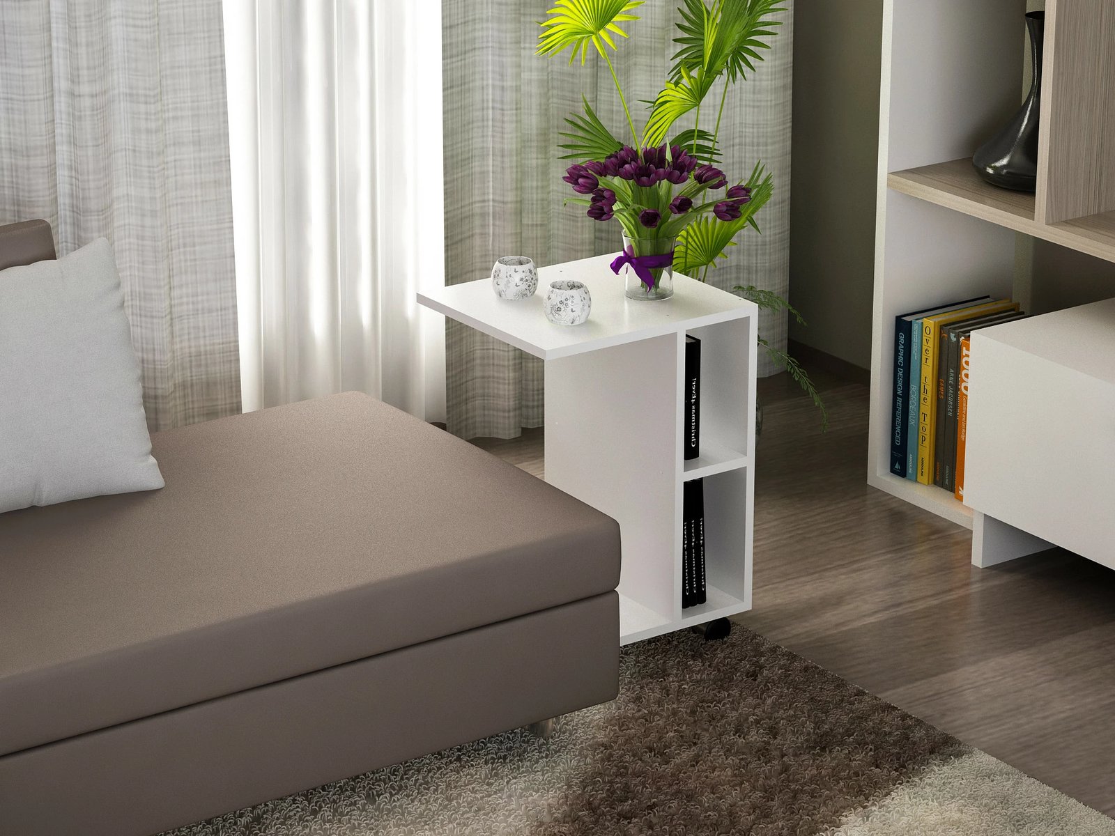 Tavolinë anësore Hanah Home, e bardhë