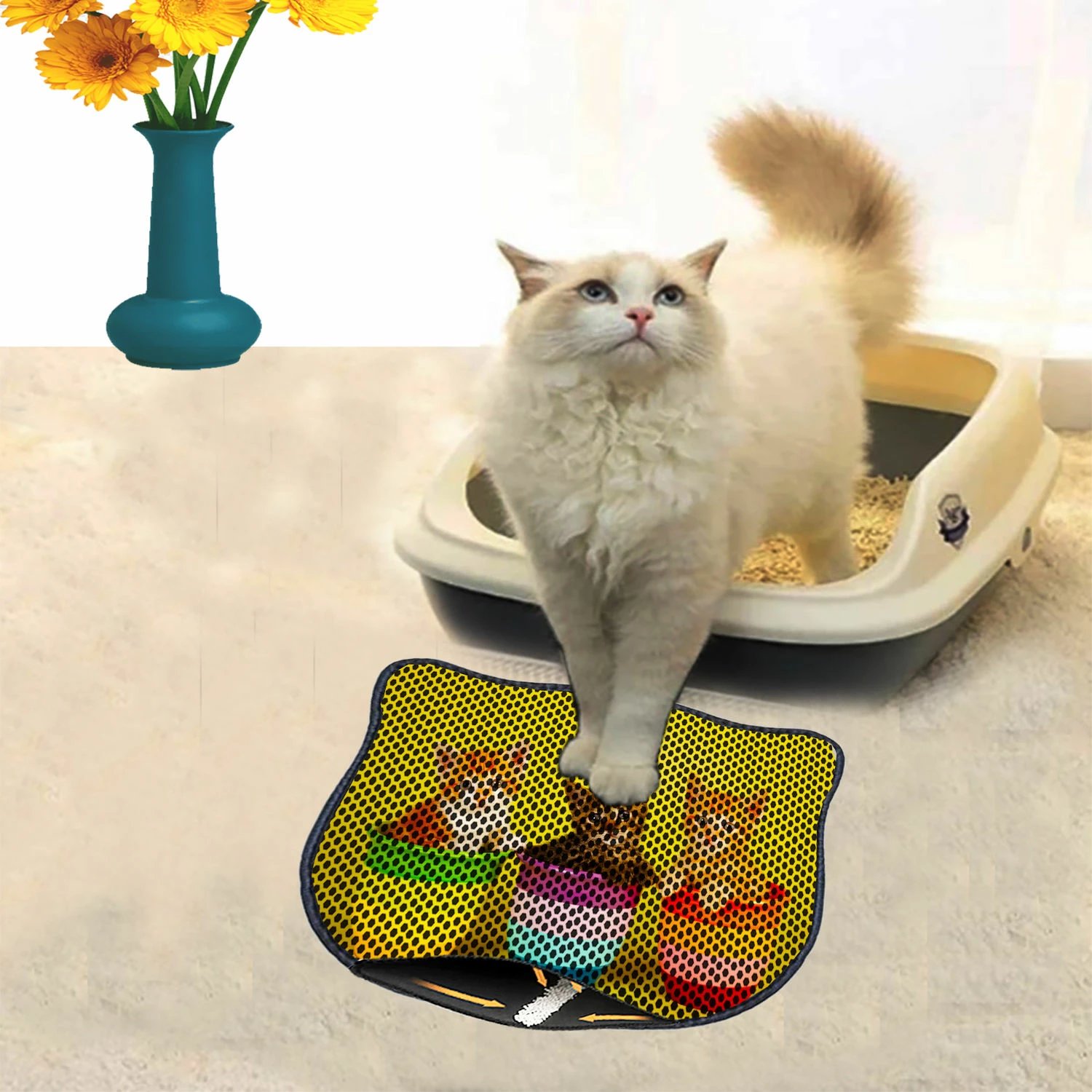 Tapet për rërë mace, shumëngjyrësh, Paws & Whiskers, Kdkafa0137, 40x50cm