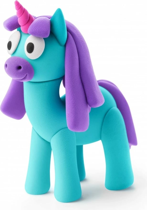 Masë modelimi Hey Clay Unicorns Rainy, 3 copë, 5 ngjyra