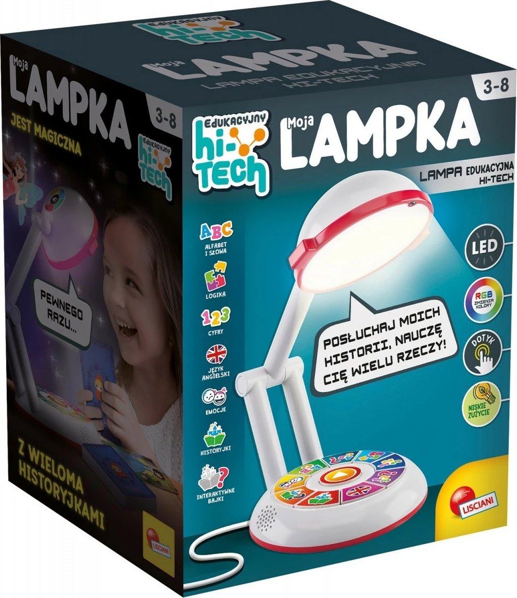 Set edukativ Lisciani Hi Tech My Learning Lamp, për fëmijë, me 95 kartela, LED, shumëngjyrëshe