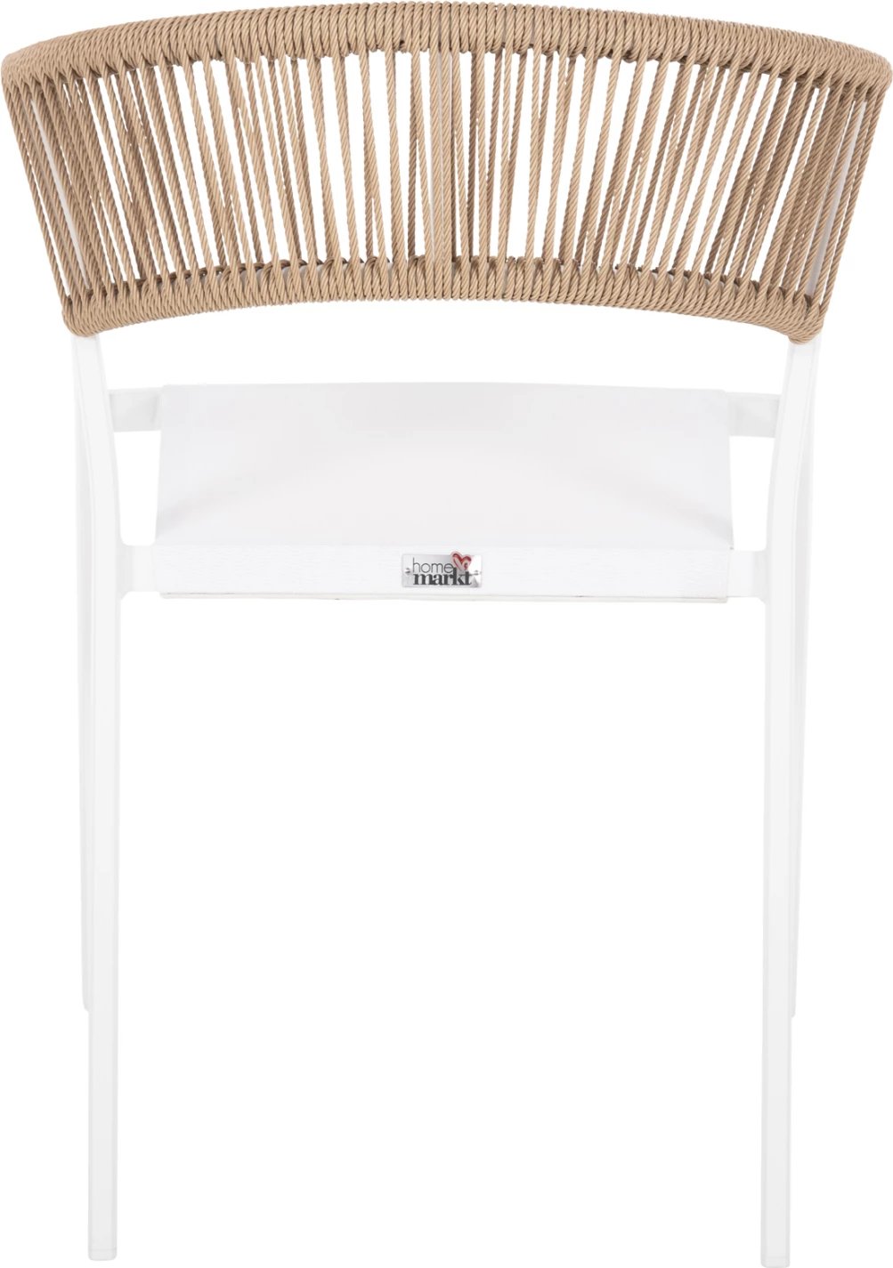 Karrige alumini FH5891.22, kornizë e bardhë dhe tekstil, mbështetëse ratan bezhë, 57x63x82H cm