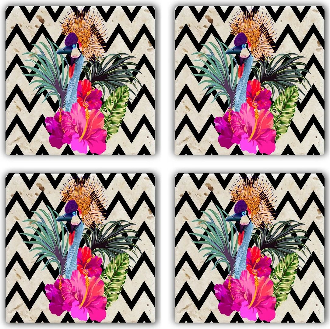 Set 4 copë nënkupa prej guri natyral, shumëngjyrëshe, Hermia, TBA4632581243