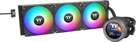 Kasë ftohje me ujë Thermaltake TH360 V2 Ultra EX ARGB LCD, 3 ventilatorë, 396mm, me ekran LCD