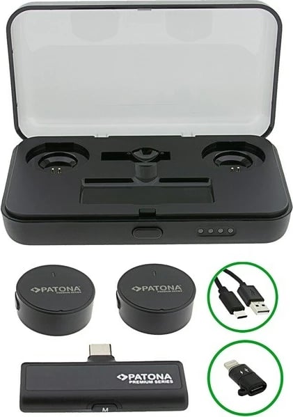 Set mikrofon lavalier PATONA PTS-I91S me kuti karikimi, i zi