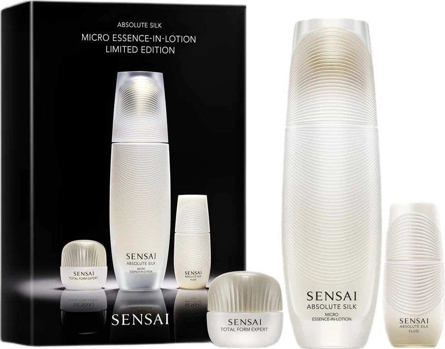 Set për kujdes të lëkurës Sensai Absolute Silk Micro Essence-In-Lotion 125ml + Hydrating Emulsion 16ml + Expert Cream Face Cream 9ml për femra