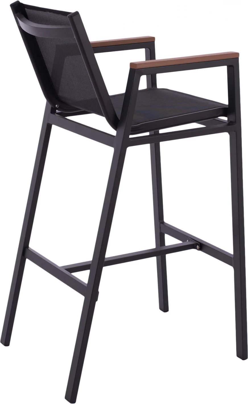 Karrige për bar alumini, ngjyrë qymyr druri, me polywood, 52 x 58 x 108 cm. FH5790.02