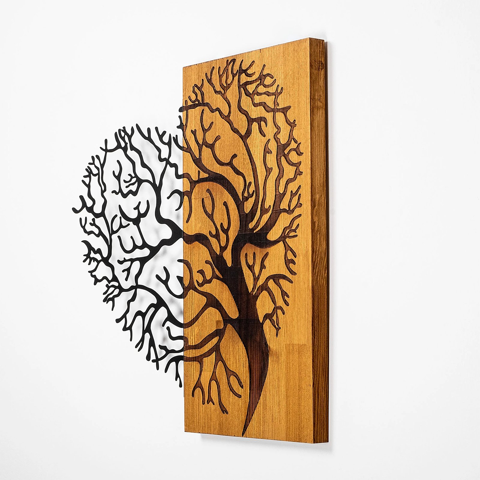 Aksesor dekorativ për mur, dru arre dhe metal, Wallity, MA-289