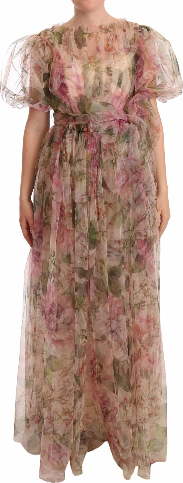 Fustan i gjatë me printa lulesh Dolce & Gabbana, shumëngjyrësh