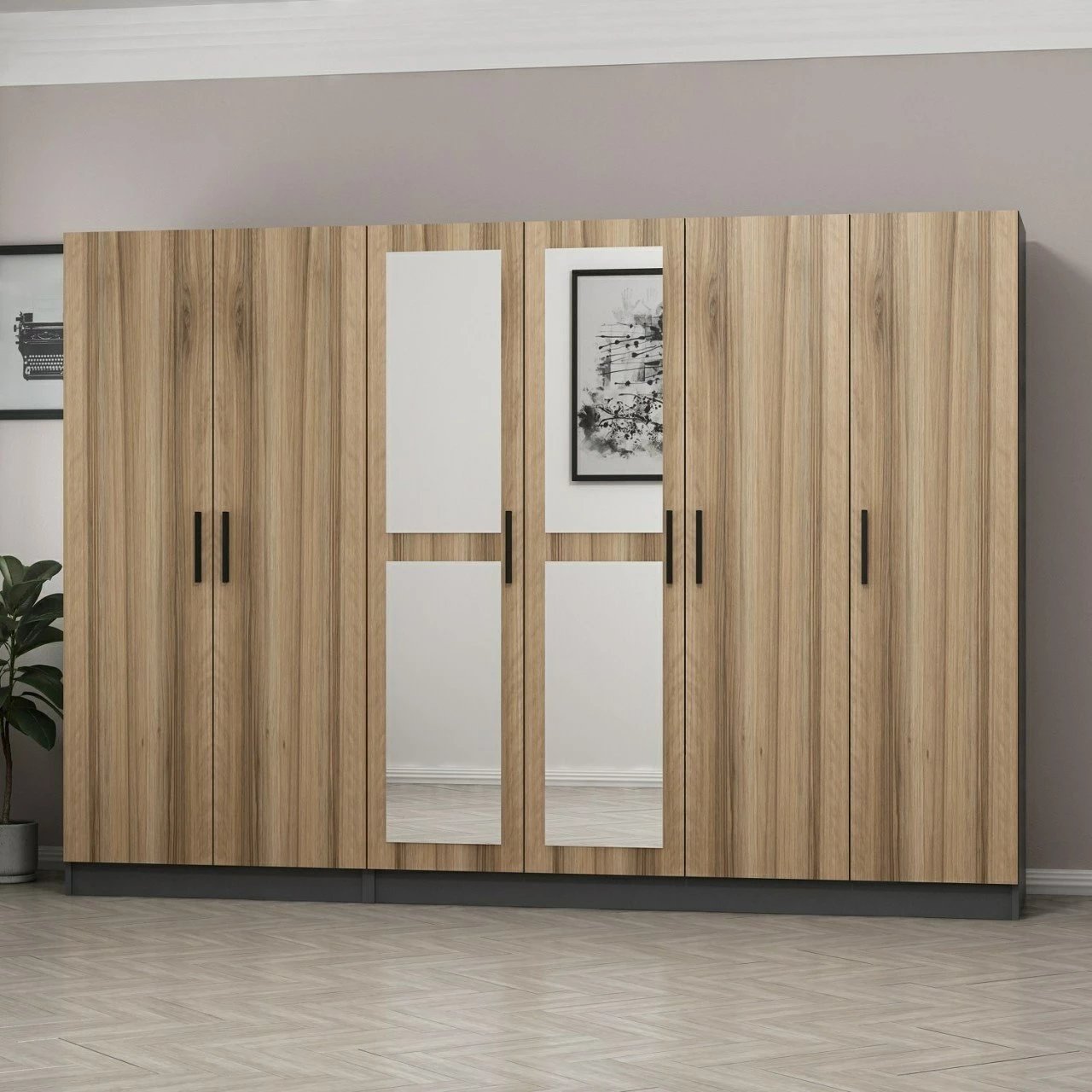 Dollap garderobe, ngjyrë dore, Skye Decor, 270x210x52cm