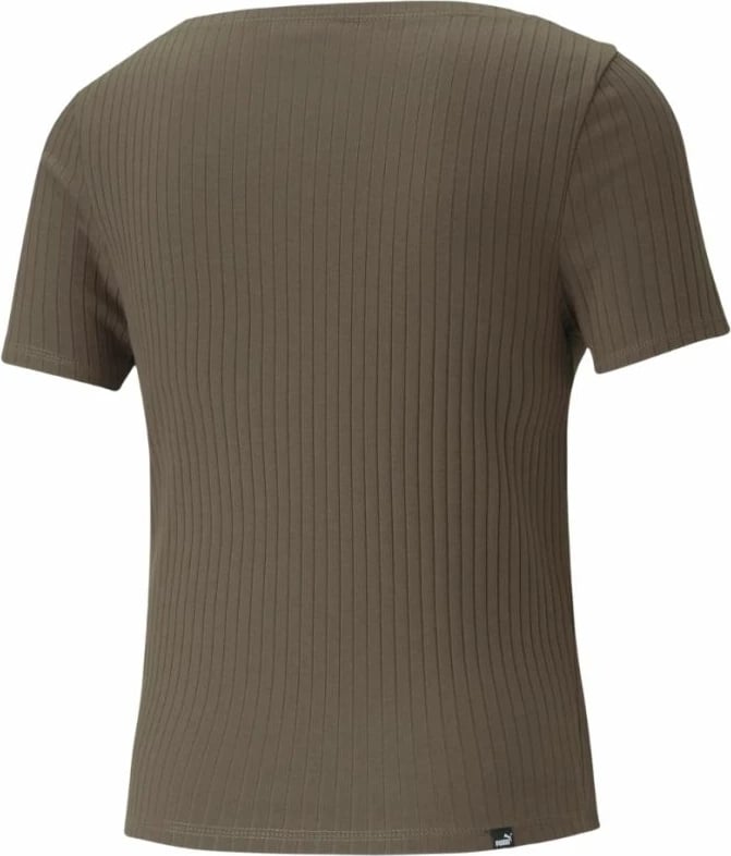 Maicë Puma për femra, modeli HER Ribbed Slim Tee, ngjyrë e gjelbër