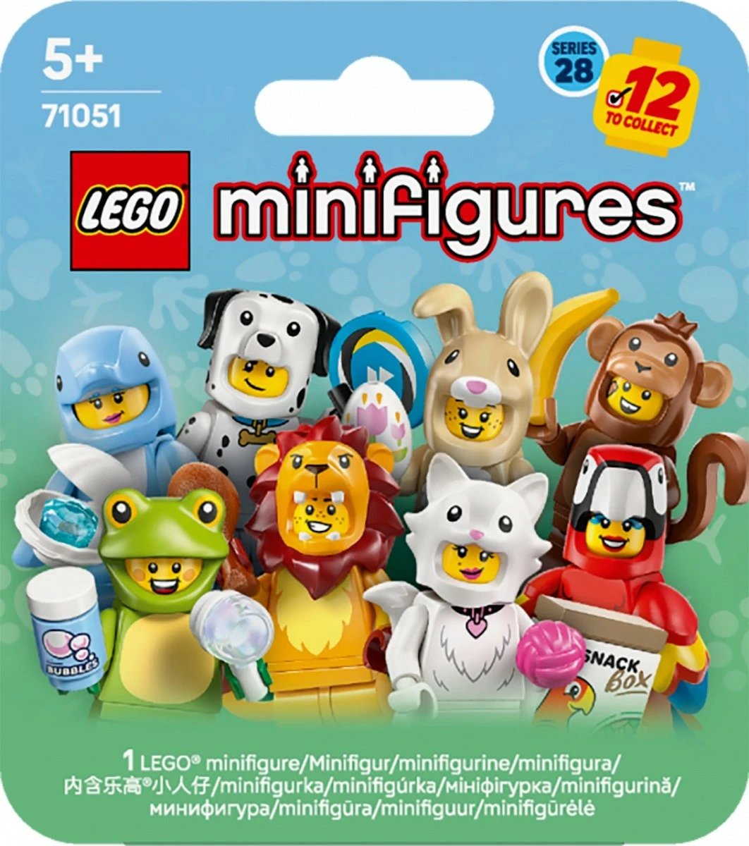 set minifigura LEGO 71051 Minifigures Series 28 Animals, 12 personazhe koleksionuese, display