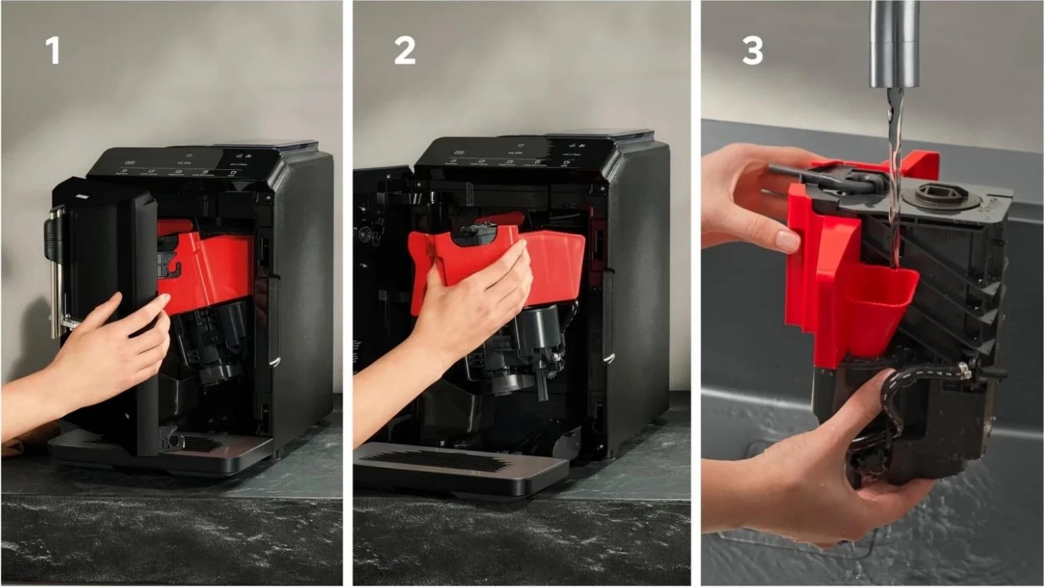 Makina e kafes Siemens EQ300 TF301E09, me regullim të gradës së bluarjes së kafes, e zezë